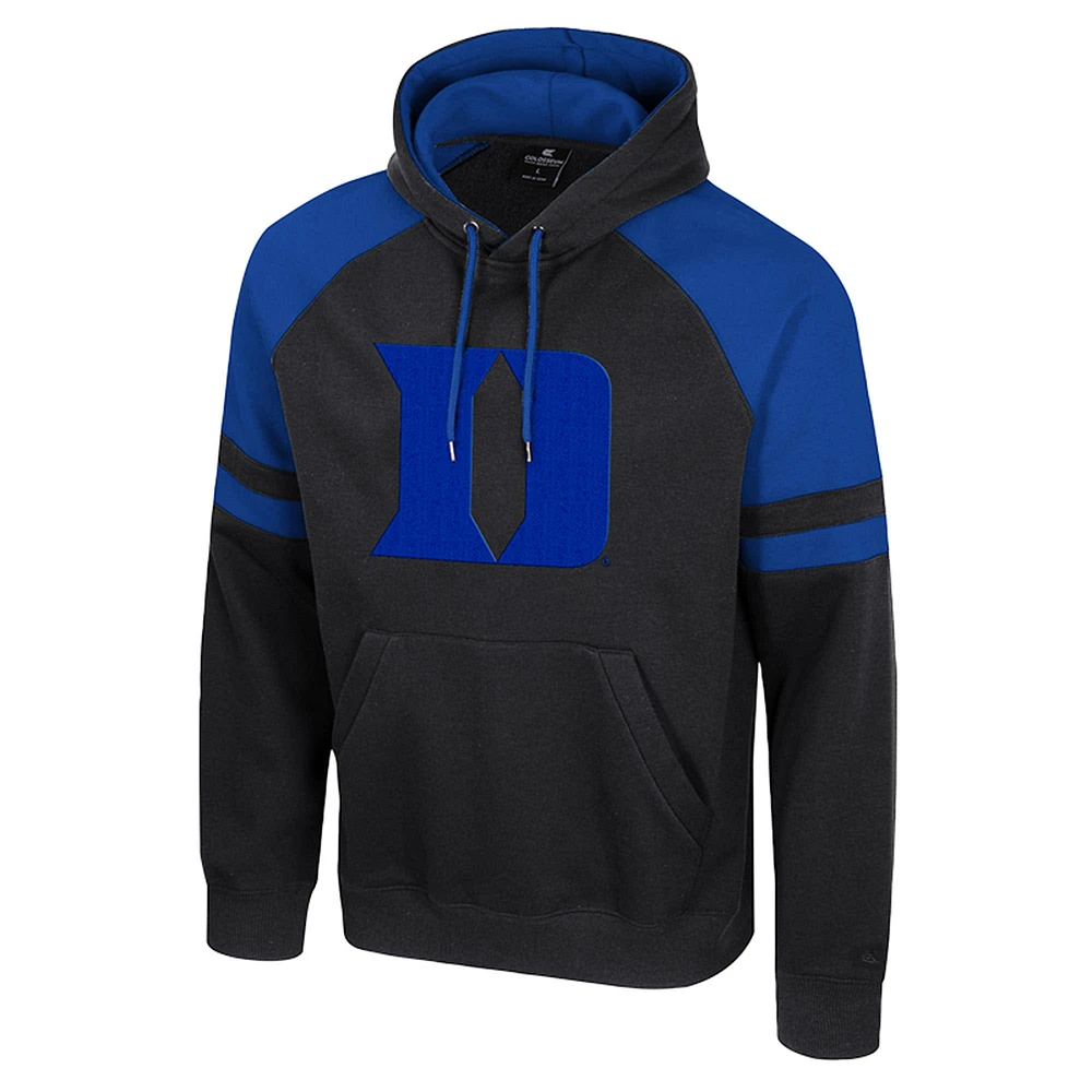 Men's Colosseum  Black Duke Blue Devils Todd Raglan Pullover Hoodie