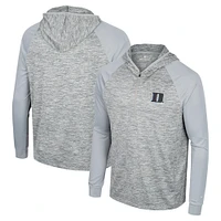 Men's Colosseum Gray Duke Blue Devils Cybernetic Raglan Quarter-Zip Hooded Top