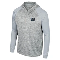 Men's Colosseum Gray Duke Blue Devils Cybernetic Raglan Quarter-Zip Hooded Top