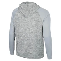 Men's Colosseum Gray Duke Blue Devils Cybernetic Raglan Quarter-Zip Hooded Top