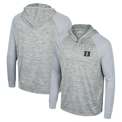 Haut à capuche et fermeture éclair quart de tour Cybernetic Raglan pour homme Colosseum Gray Duke Blue Devils