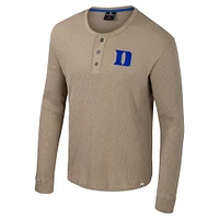 Men's Colosseum  Tan Duke Blue Devils Great Outdoors Henley Long Sleeve Shirt