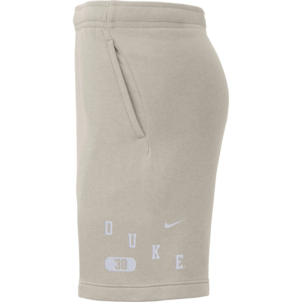 Men's Nike Cream Duke Blue Devils Fleece Shorts