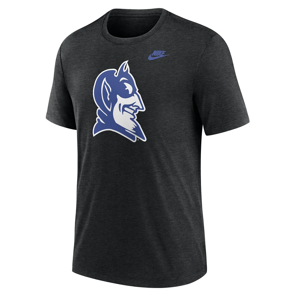 T-shirt Nike Heather Black Duke Blue Devils Blitz Legacy Primary Tri-Blend pour homme