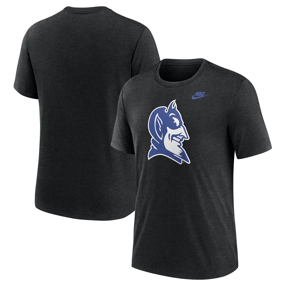 T-shirt Nike Heather Black Duke Blue Devils Blitz Legacy Primary Tri-Blend pour homme