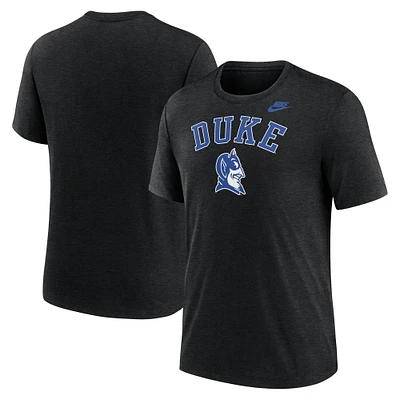 T-shirt Nike Heather Black Duke Blue Devils Legacy Arch Tri-Blend pour homme