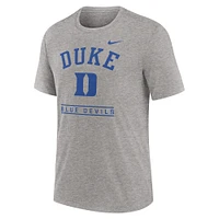 Men's Nike Heather Gray Duke Blue Devils Arch Over Logo Tri-Blend T-Shirt