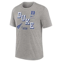 T-shirt à trois mélanges Nike gris chiné Duke Blue Devils Blitz Roll Call pour hommes