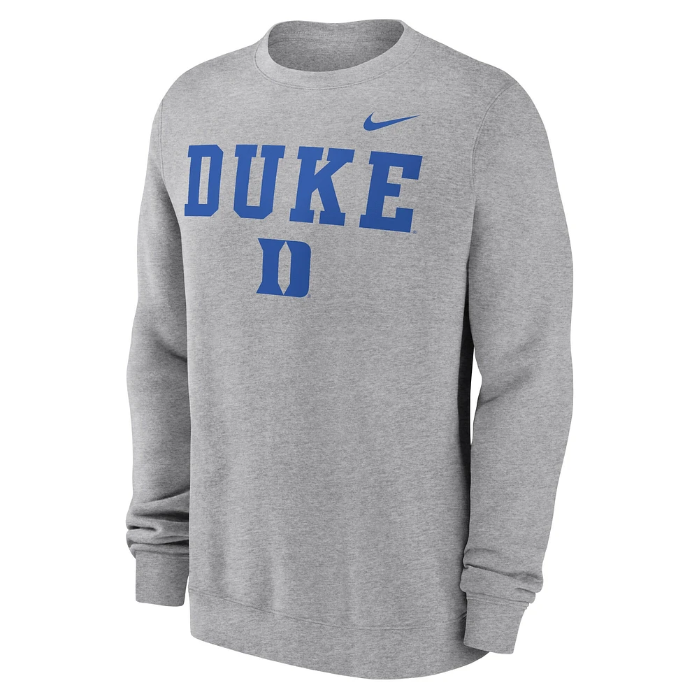 Men's Nike Heather Gray Duke Blue Devils Primetime Primary Stack Pullover Sweatshirt