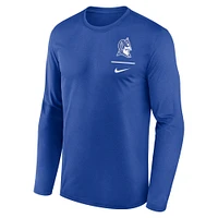 Men's Nike Royal Duke Blue Devils Alternate Logo Lockup Legend Performance Long Sleeve T-Shirt