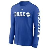 Men's Nike  Royal Duke Blue Devils Basketball Icon Two-Hit Long Sleeve T-Shirt
