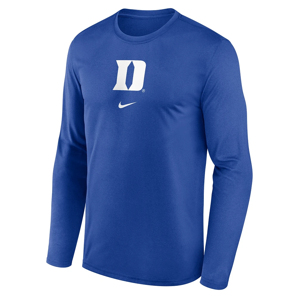Men's Nike Royal Duke Blue Devils On-Court Basketball Shootaround Performance Long Sleeve T-Shirt