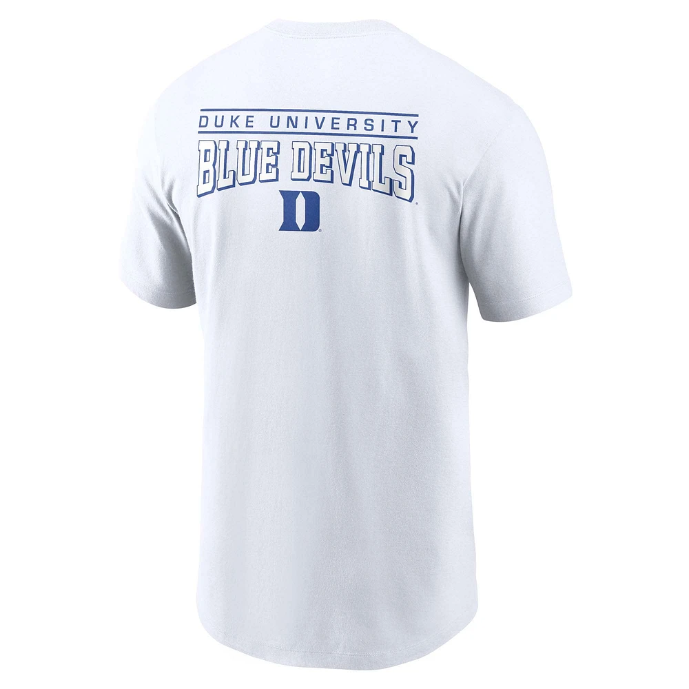 Men's Nike White Duke Blue Devils 2-Hit T-Shirt
