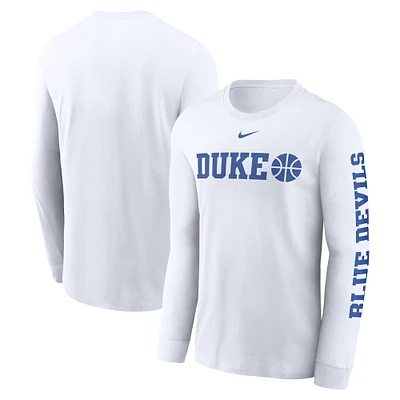 T-shirt à manches longues Nike Duke Blue Devils blanc pour homme