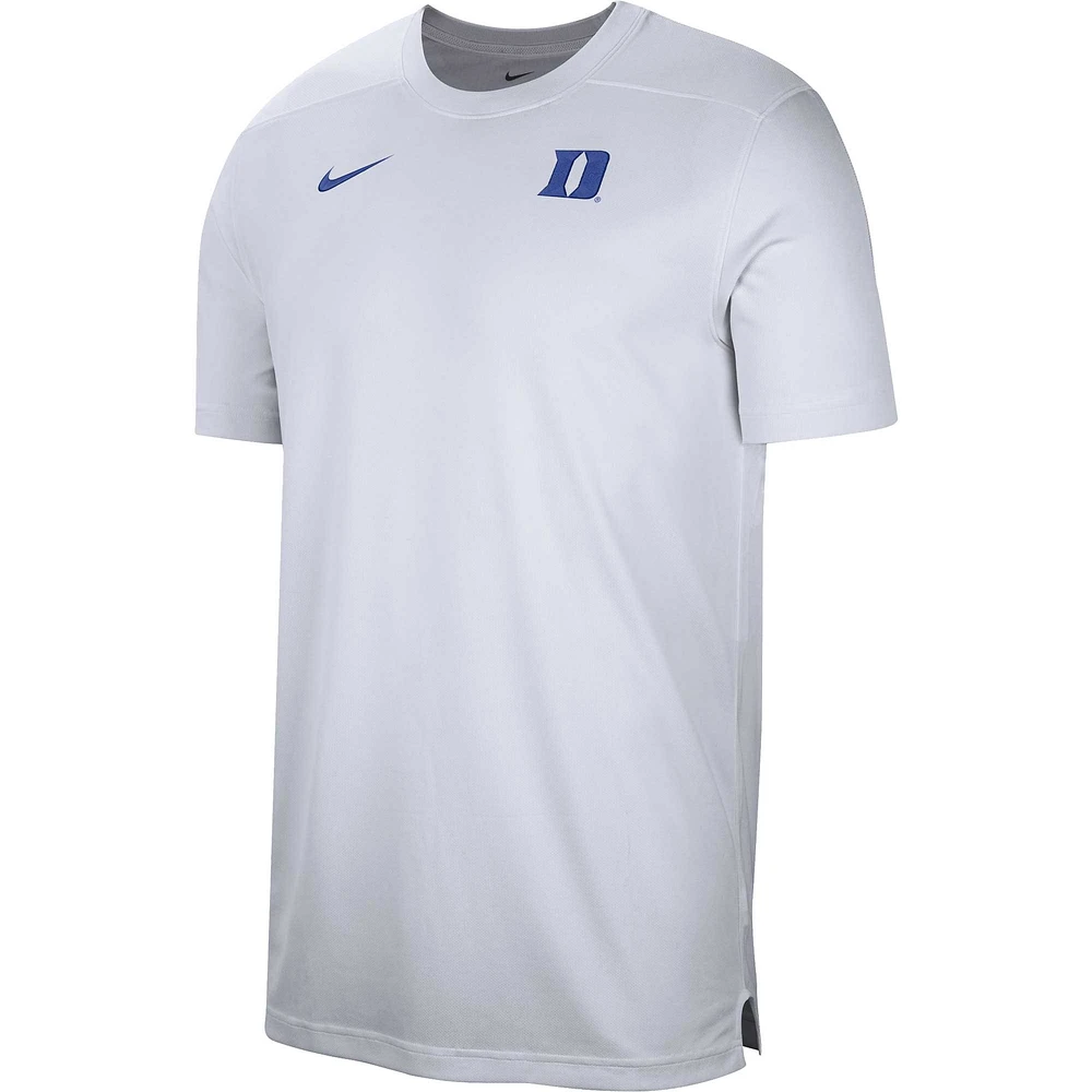 Men's Nike  White Duke Blue Devils Sideline Coaches Performance Top