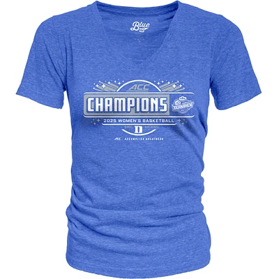 T-shirt à col en V bleu 84 Royal Duke Blue Devils 2025 ACC Women's Basketball Conference Champions Locker Room Tri-Blend