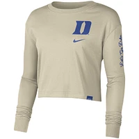 Haut court à manches longues Nike Duke Blue Devils Varsity Letter pour femme