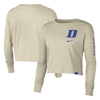 Haut court à manches longues Nike Duke Blue Devils Varsity Letter pour femme