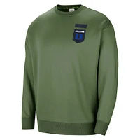 Sweat-shirt à enfiler pour femme Nike Duke Olive Blue Devils Military Collection All-Time Performance Crew