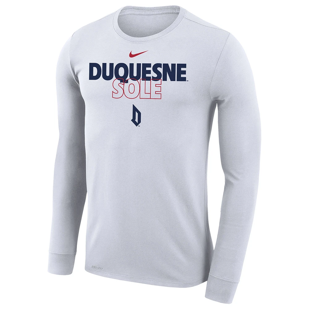 Nike  White Duquesne Dukes 2023 On Court Bench Long Sleeve T-Shirt