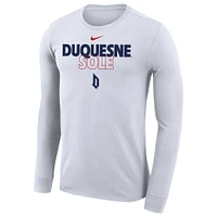 Nike  White Duquesne Dukes 2023 On Court Bench Long Sleeve T-Shirt