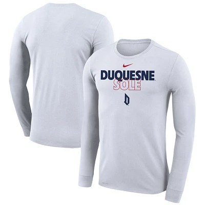 Nike  White Duquesne Dukes 2023 On Court Bench Long Sleeve T-Shirt