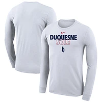 Nike  White Duquesne Dukes 2023 On Court Bench Long Sleeve T-Shirt