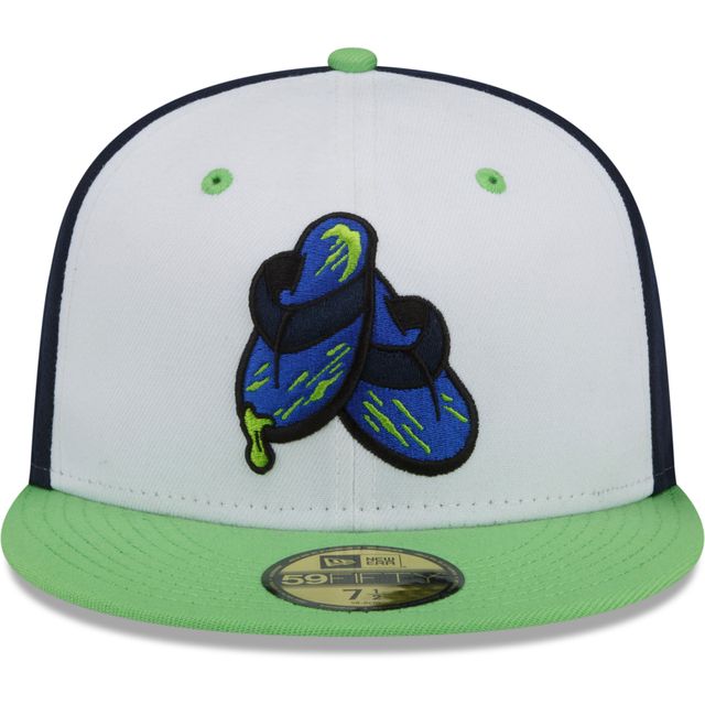 Casquette ajustée 59FIFTY pour homme New Era Blanc/Vert Durham Bulls Shower Shoes Theme Night