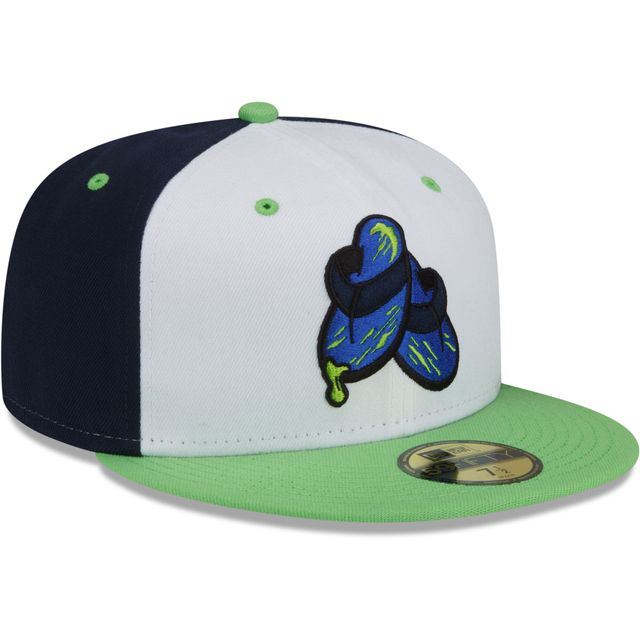 Casquette ajustée 59FIFTY pour homme New Era Blanc/Vert Durham Bulls Shower Shoes Theme Night