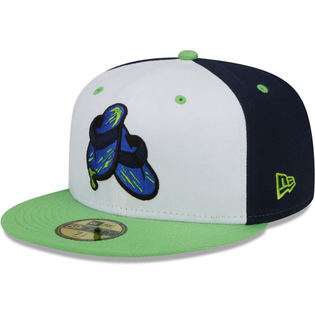 Casquette ajustée 59FIFTY pour homme New Era Blanc/Vert Durham Bulls Shower Shoes Theme Night