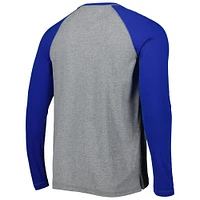 T-shirt de baseball à manches longues Royal/Heathered Grey Durham Bulls pour homme