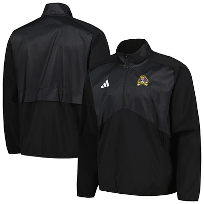 Veste adidas noire ECU Pirates Sideline AEROREADY Raglan Quarter-Zip pour hommes