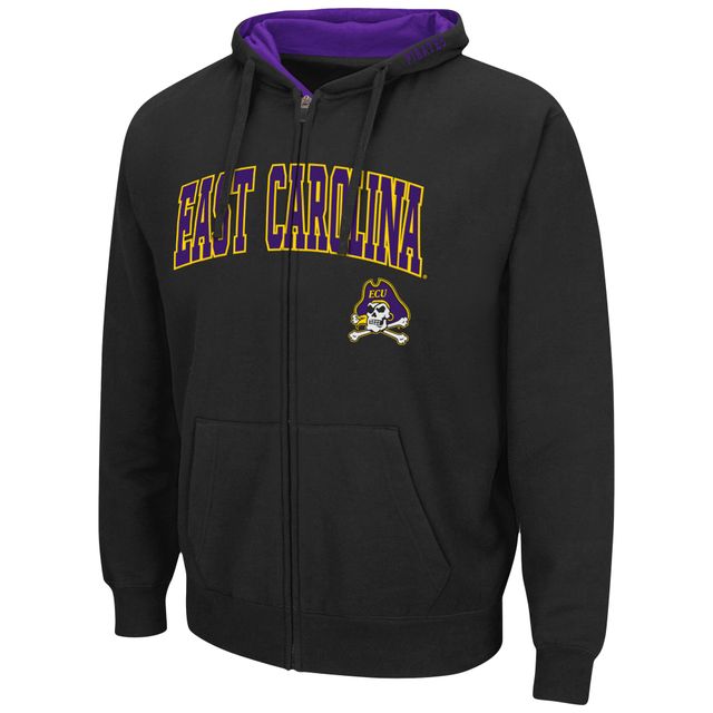 Sweat à capuche entièrement zippé Colosseum Black ECU Pirates Arch & Logo 3.0 pour homme