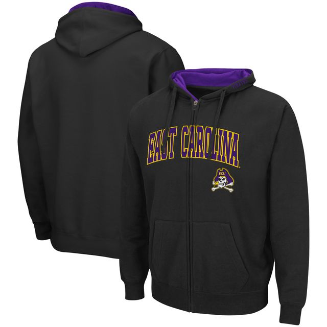 Sweat à capuche entièrement zippé Colosseum Black ECU Pirates Arch & Logo 3.0 pour homme