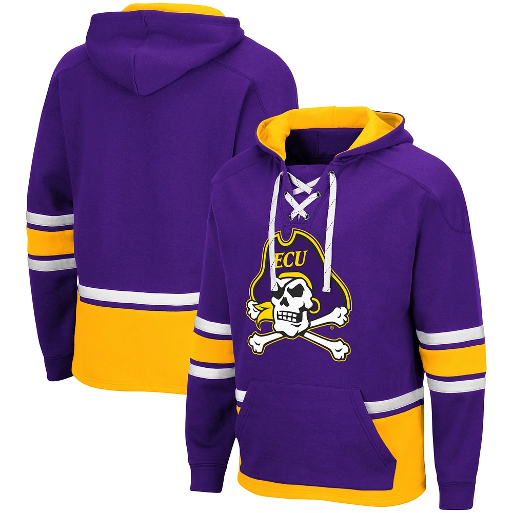 Men's Colosseum Purple ECU Pirates Lace Up 3.0 Pullover Hoodie