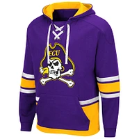 Men's Colosseum Purple ECU Pirates Lace Up 3.0 Pullover Hoodie