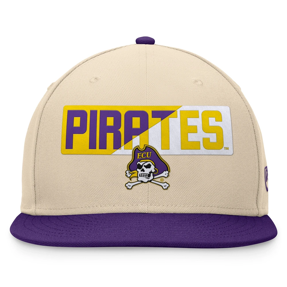 Men's Top of the World Khaki ECU Pirates Goalaso Snapback Hat