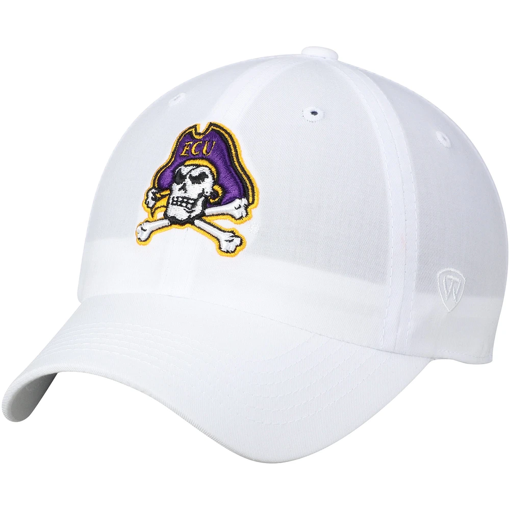 Men's Top of the World White ECU Pirates Primary Logo Staple Adjustable Hat