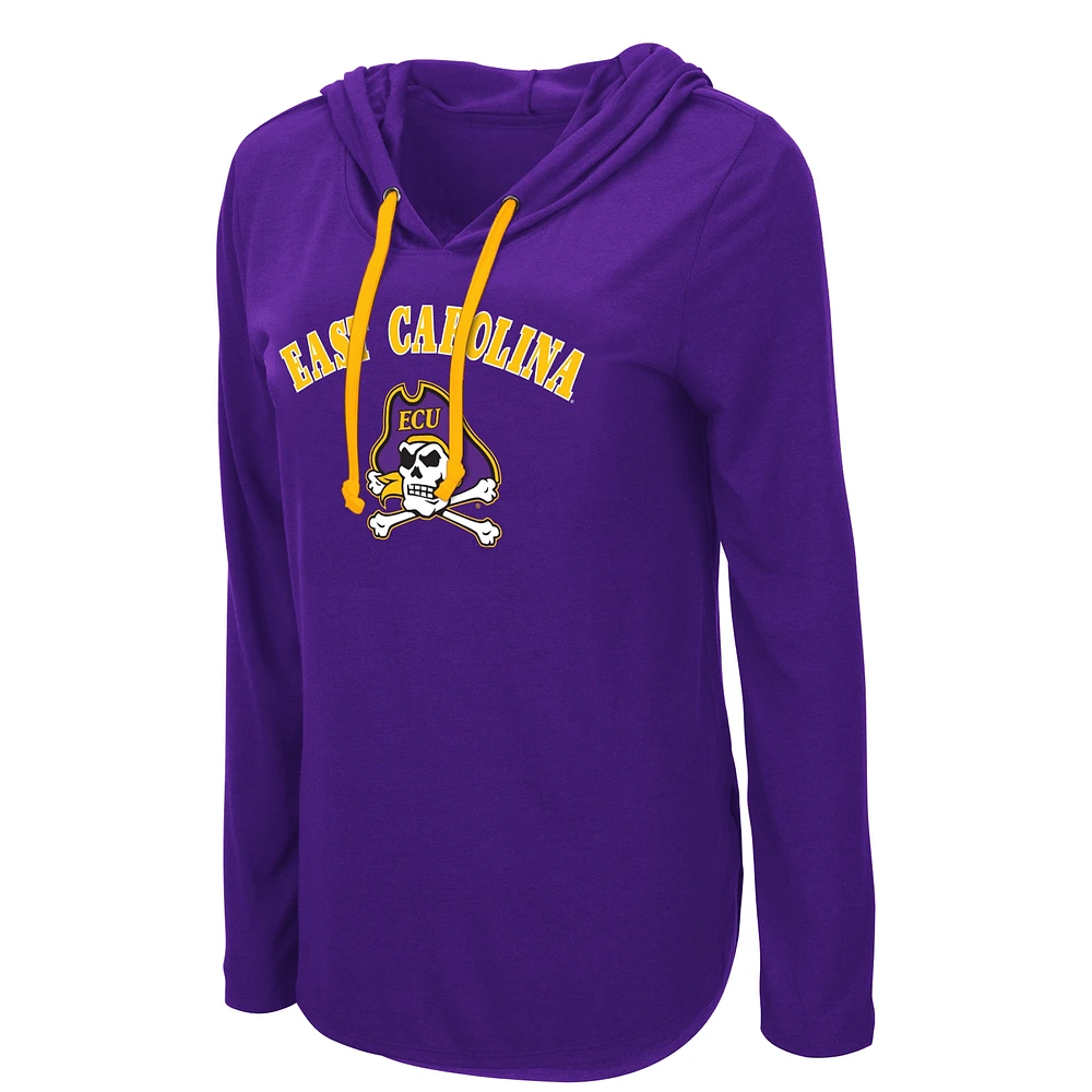 Women's Colosseum Purple ECU Pirates My Lover Lightweight Hooded Long Sleeve T-Shirt