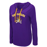 Women's Colosseum Purple ECU Pirates My Lover Lightweight Hooded Long Sleeve T-Shirt