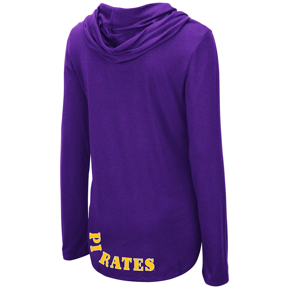 Women's Colosseum Purple ECU Pirates My Lover Lightweight Hooded Long Sleeve T-Shirt