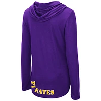Women's Colosseum Purple ECU Pirates My Lover Lightweight Hooded Long Sleeve T-Shirt