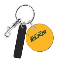 Edmonton Elks Personalized Leather Round Keychain