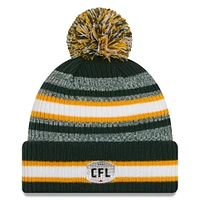 Men's New Era  Green Edmonton Elks Sideline 6 Dart Cuffed Knit Hat with Pom