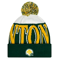 Men's New Era  Green Edmonton Elks Turf Traditions Cuffed Knit Hat with Pom