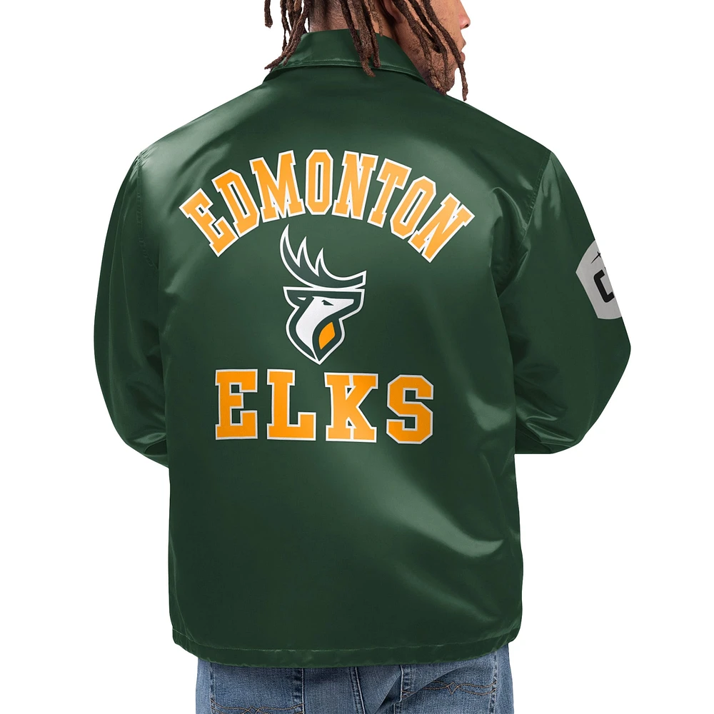 Men's Starter Green Edmonton Elks Option Route Full-Snap Coaches Jacket