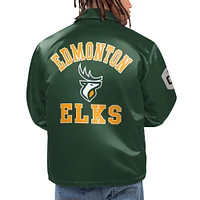 Men's Starter Green Edmonton Elks Option Route Full-Snap Coaches Jacket