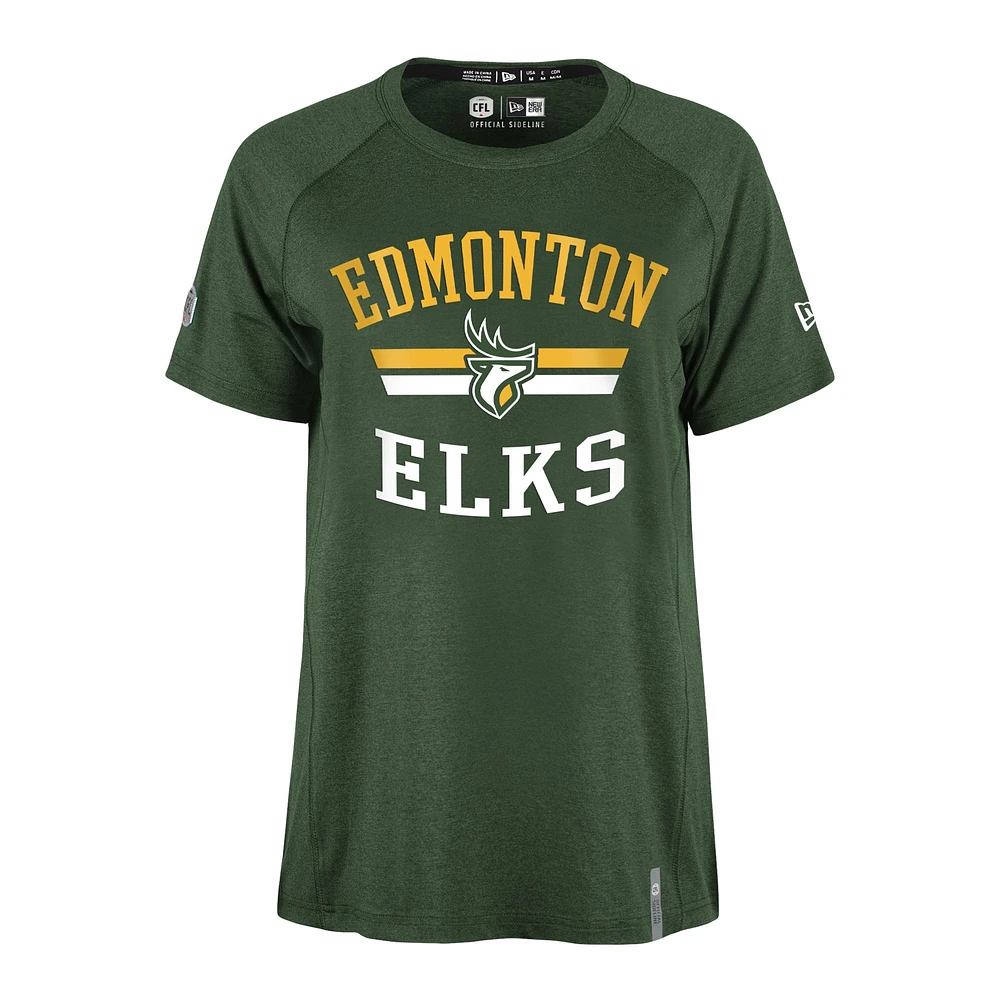 Women's New Era Green Edmonton Elks Sideline Circuit Raglan Performance T-Shirt