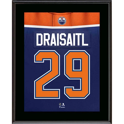 Plaque de joueur sublimée avec numéro de maillot des Oilers d'Edmonton de 10,5 po x 13 po de Leon Draisaitl