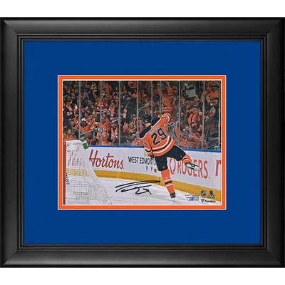 Leon Draisaitl Edmonton Oilers Framed Autographed 8" x 10" Orange Jersey Goal Celebration Photograph